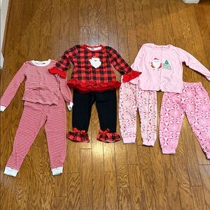 Christmas Kids Pajamas Set - Red, Black, Pink